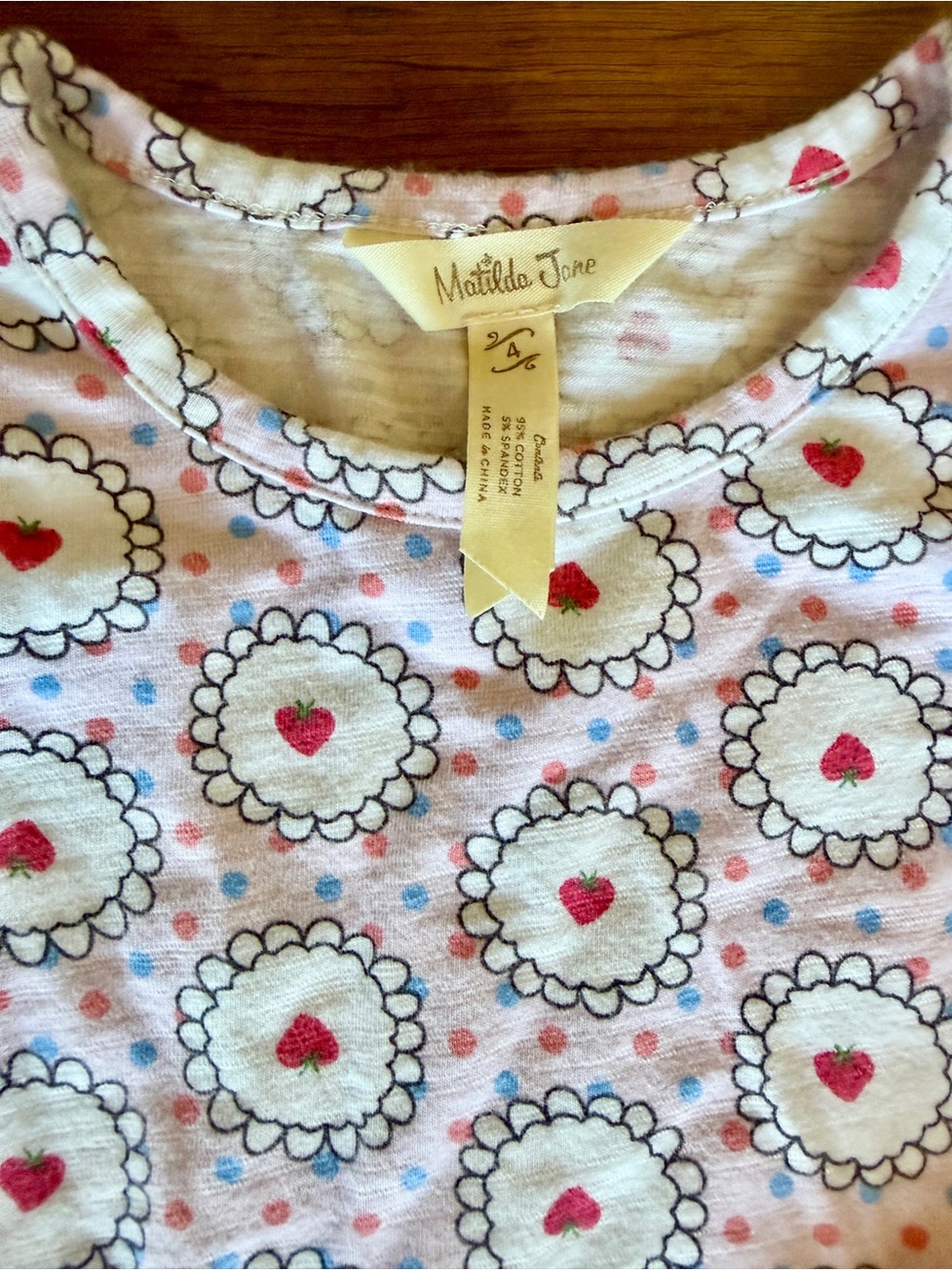Matilda Jane Girls Bundle Size 4 Floral Bell Sleeve Top Leggings Strawberry Top - Picture 5 of 6